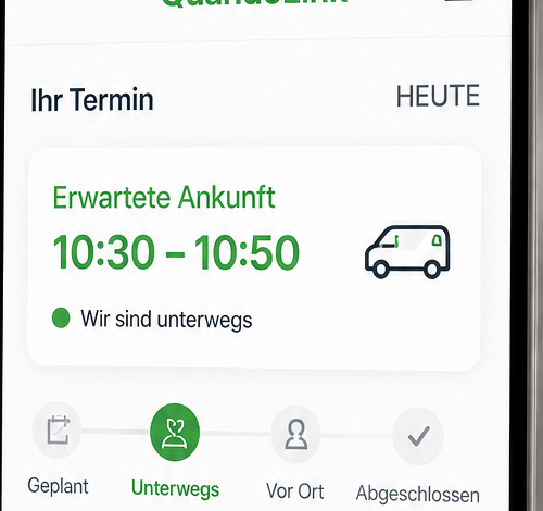 sluup link preview showing expected arrival from 10:30 to 10:50 and the on-the-way status